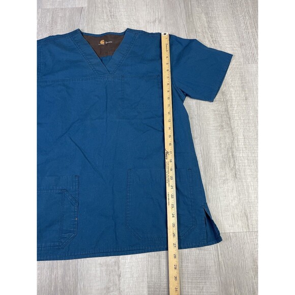 Carhartt Turquoise Ribstop Utility Scrub Top Double Breadt Pocket Size S - Picture 6 of 8